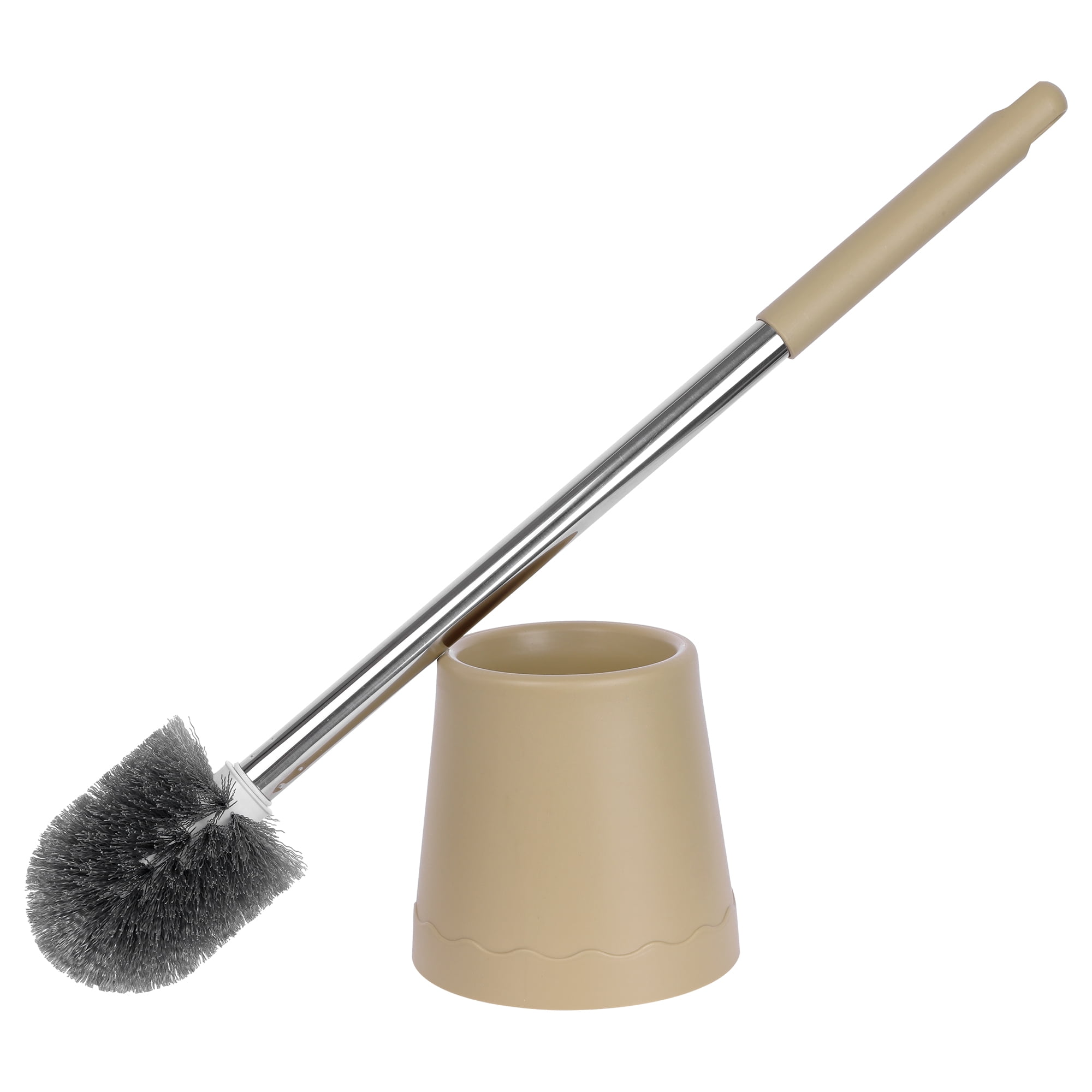 Unique Bargains Toilet Brush Round Head Stainless Steel Handle Yellow 1 Pc