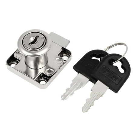 Unique Bargains Tool Box File Cabinet Desk Drawer Cylinder Cam Lock w 2 Keys Silver Tone