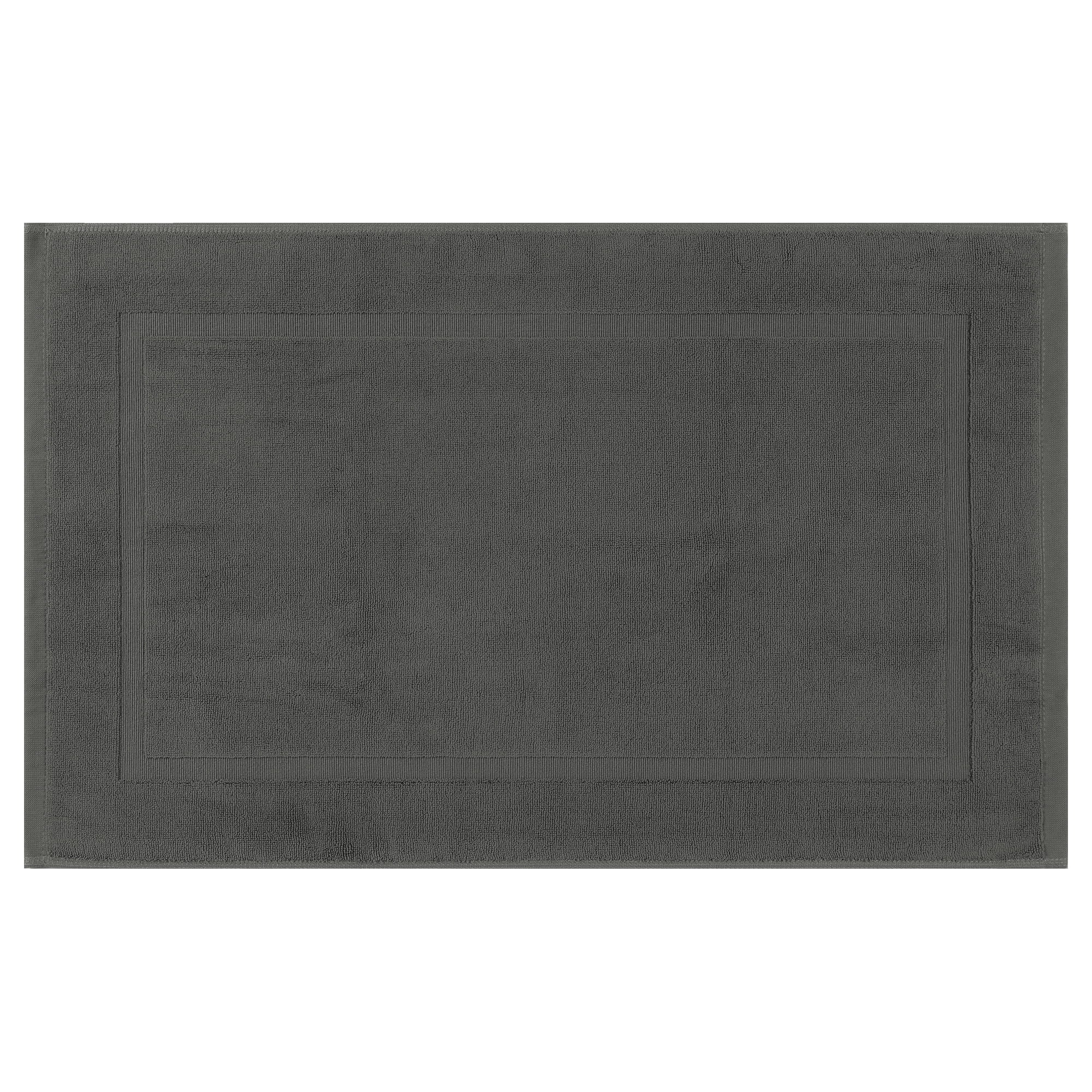 Unique Bargains Towel Cotton Banded Bath Mat Reversible Bath Rug Absorbent Grey 20" x 32"