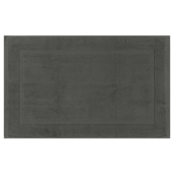 Unique Bargains Towel Cotton Banded Bath Mat Reversible Bath Rug Absorbent Grey 20" x 32"