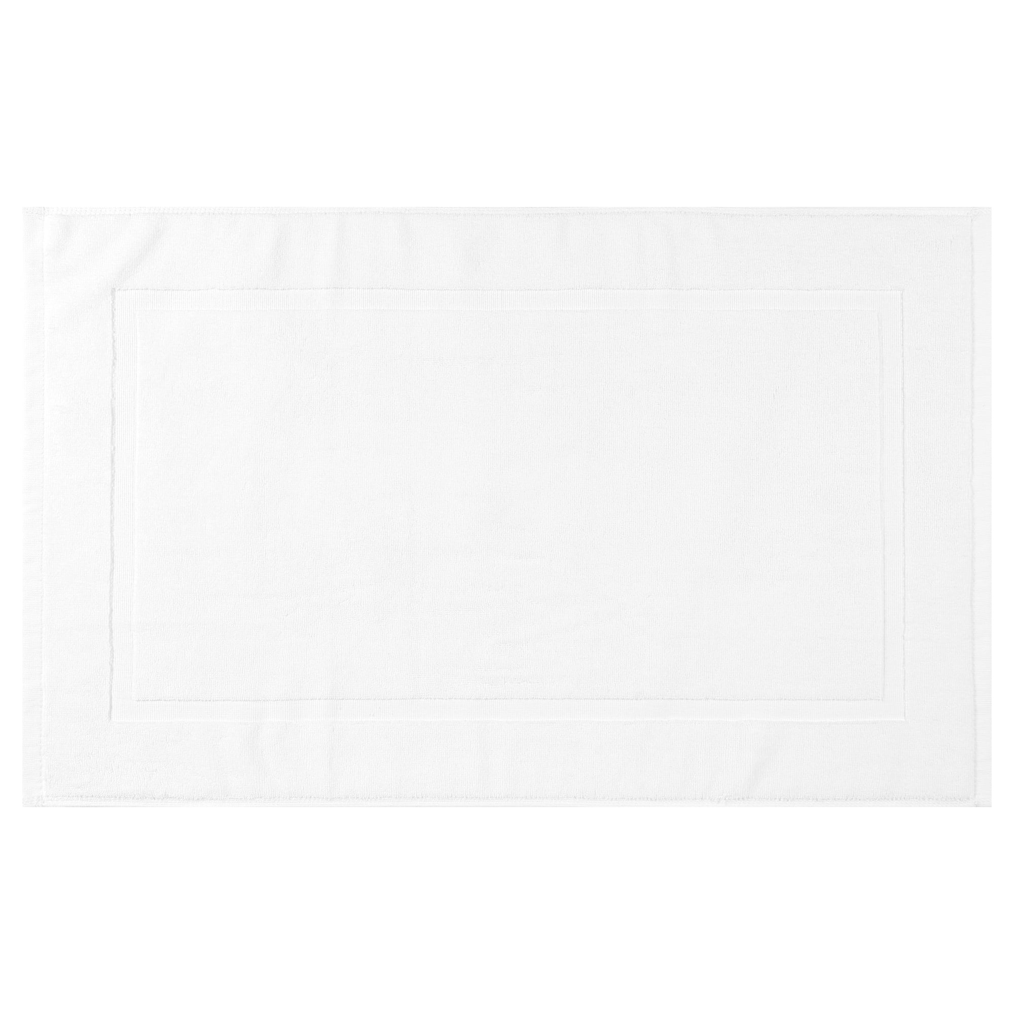 Unique Bargains Towel Cotton Banded Bath Mat Reversible Step Out Soft Bath Rug Absorbent White 16" x 24"
