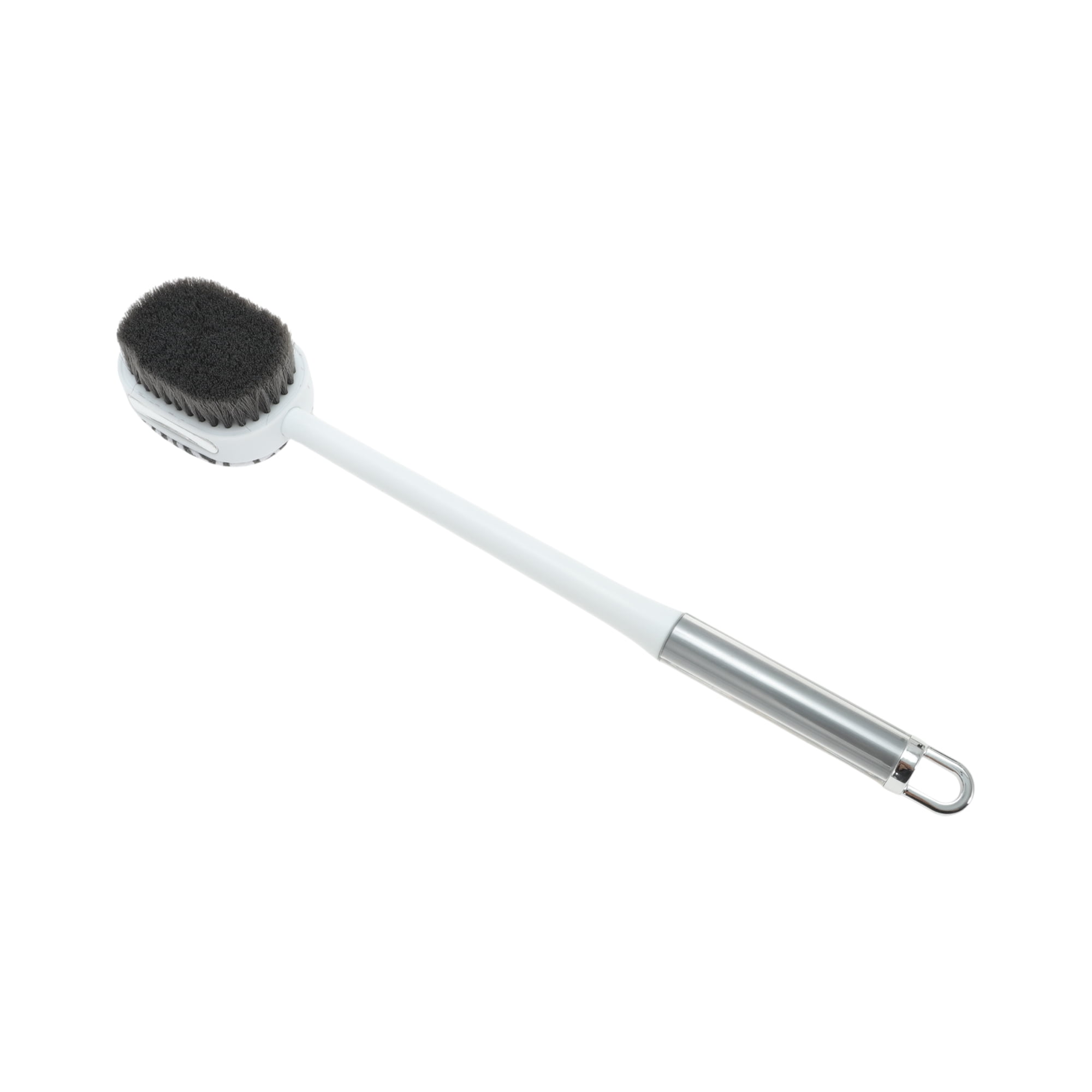 Unique Bargains Transparent Handle Bath Brush Body Scrubber 1 Pc Gray Black