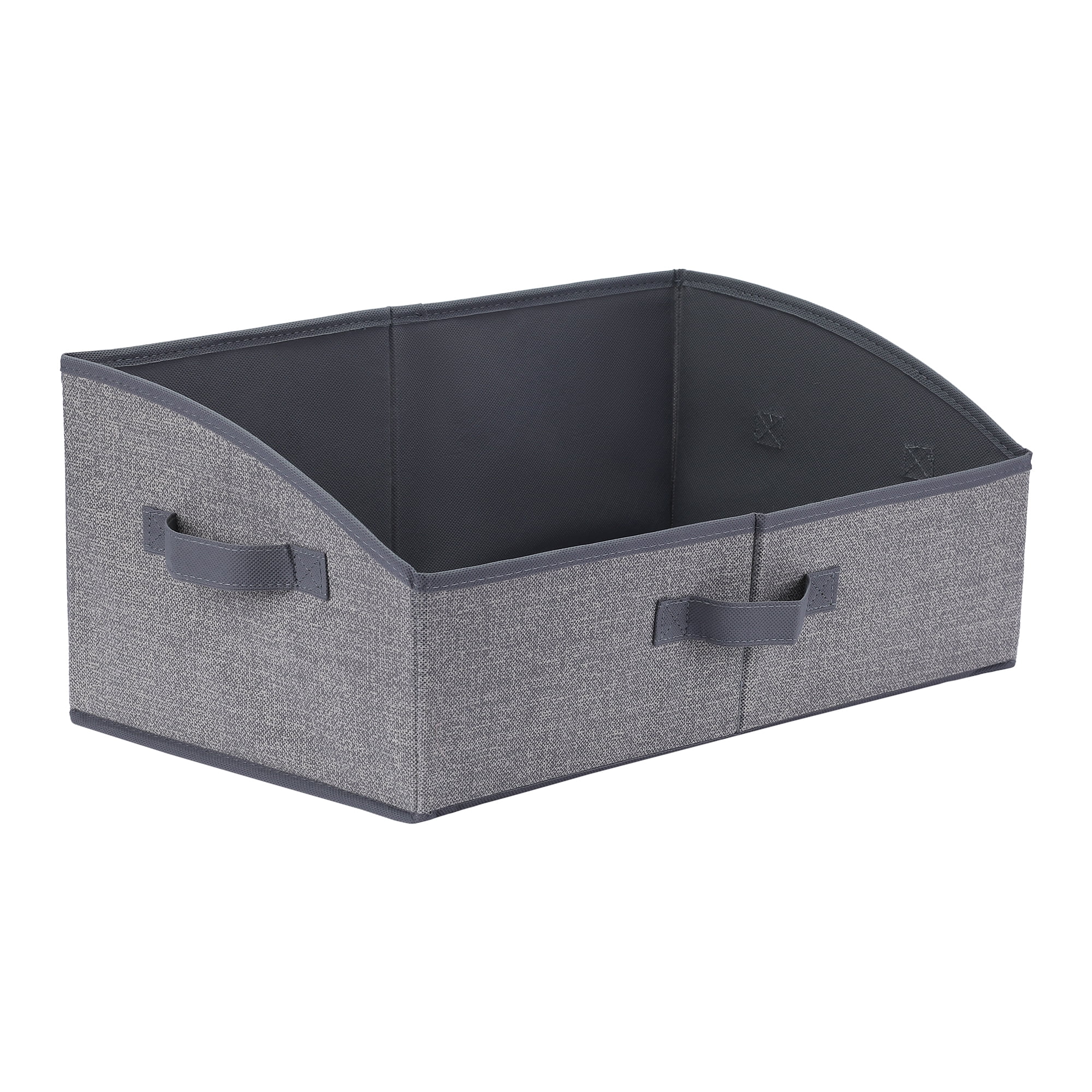 Unique Bargains Trapezoidal Storage Bin Cube with Handles Collapsible Storage Basket Grey