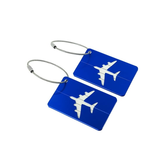 Unique Bargains Travel Aluminum Luggage Tags Holders Baggage Suitcase Blue 2 Pack