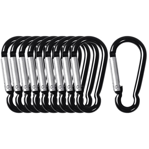 Unique Bargains Travel Camping Hiking Aluminum Clip Hook D-Ring Keychain Carabiner Black 10 Pcs