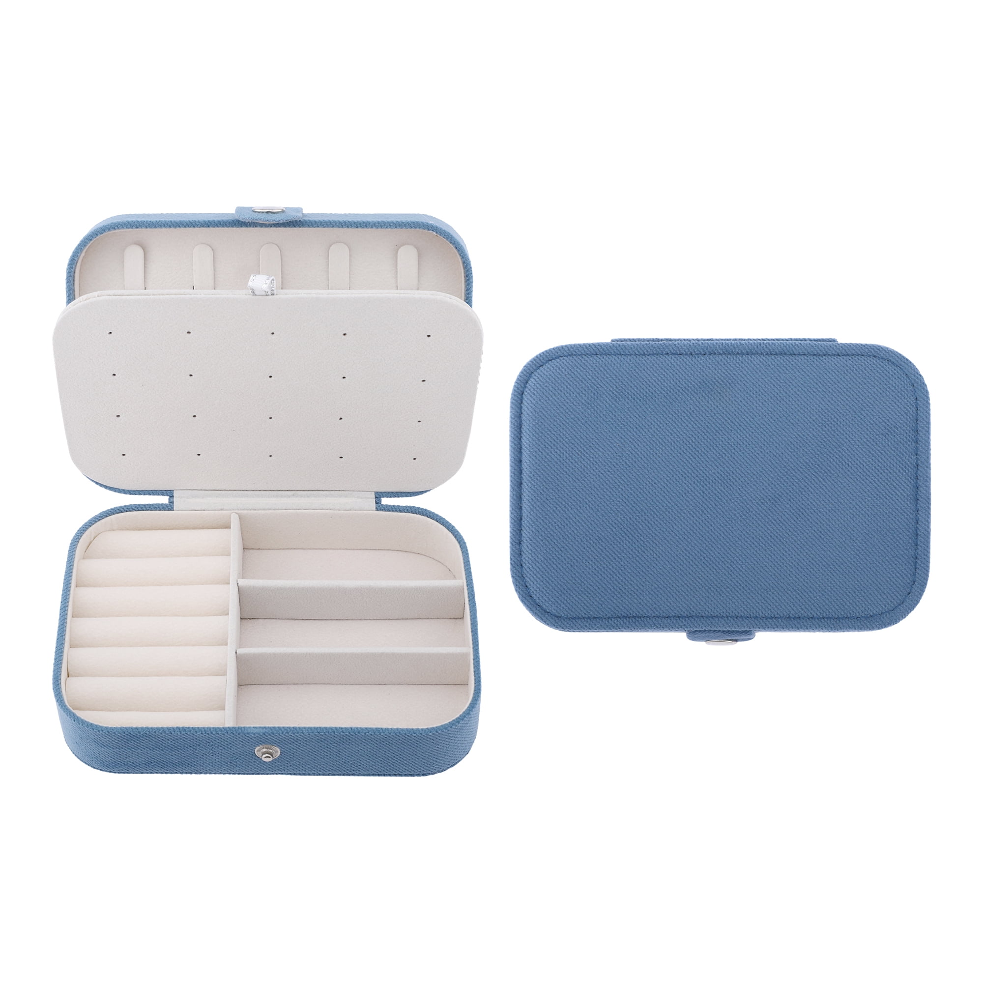 Unique Bargains Travel Compact Jewelry Box for Women Blue