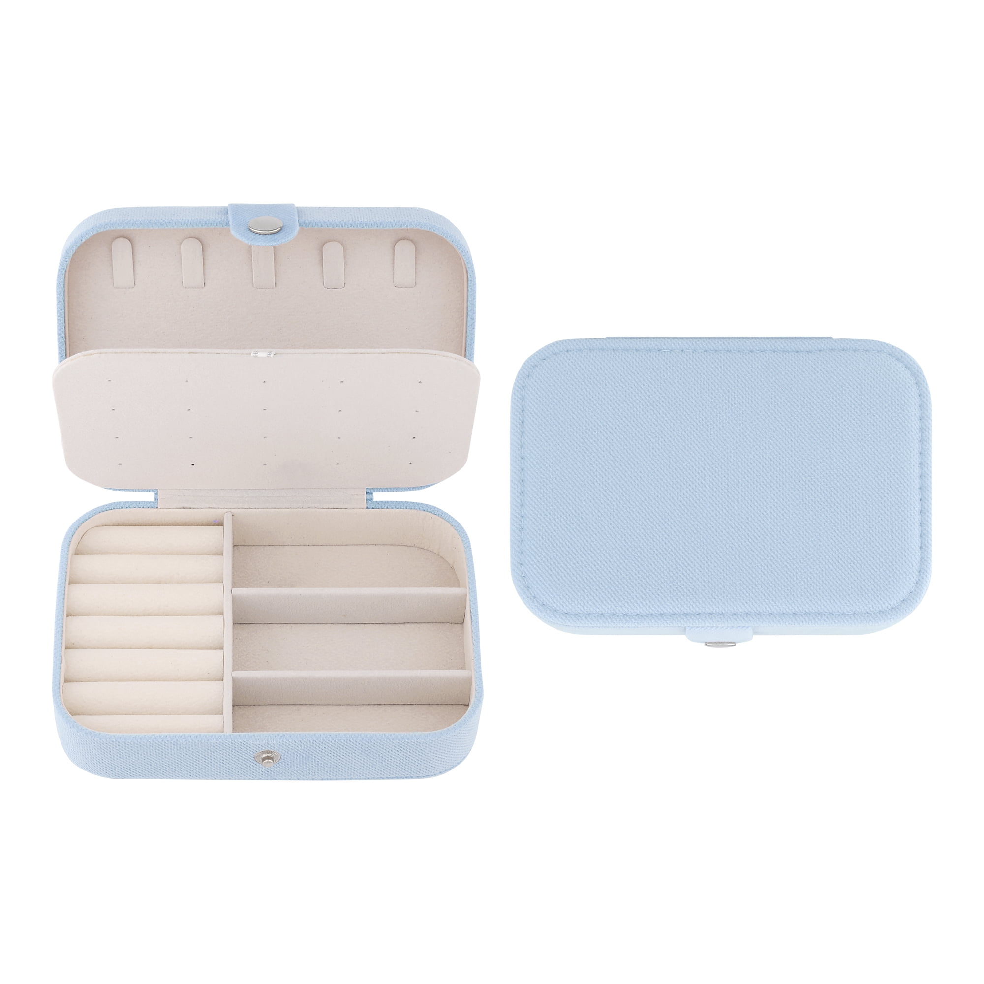 Unique Bargains Travel Compact Jewelry Box for Women Light Blue