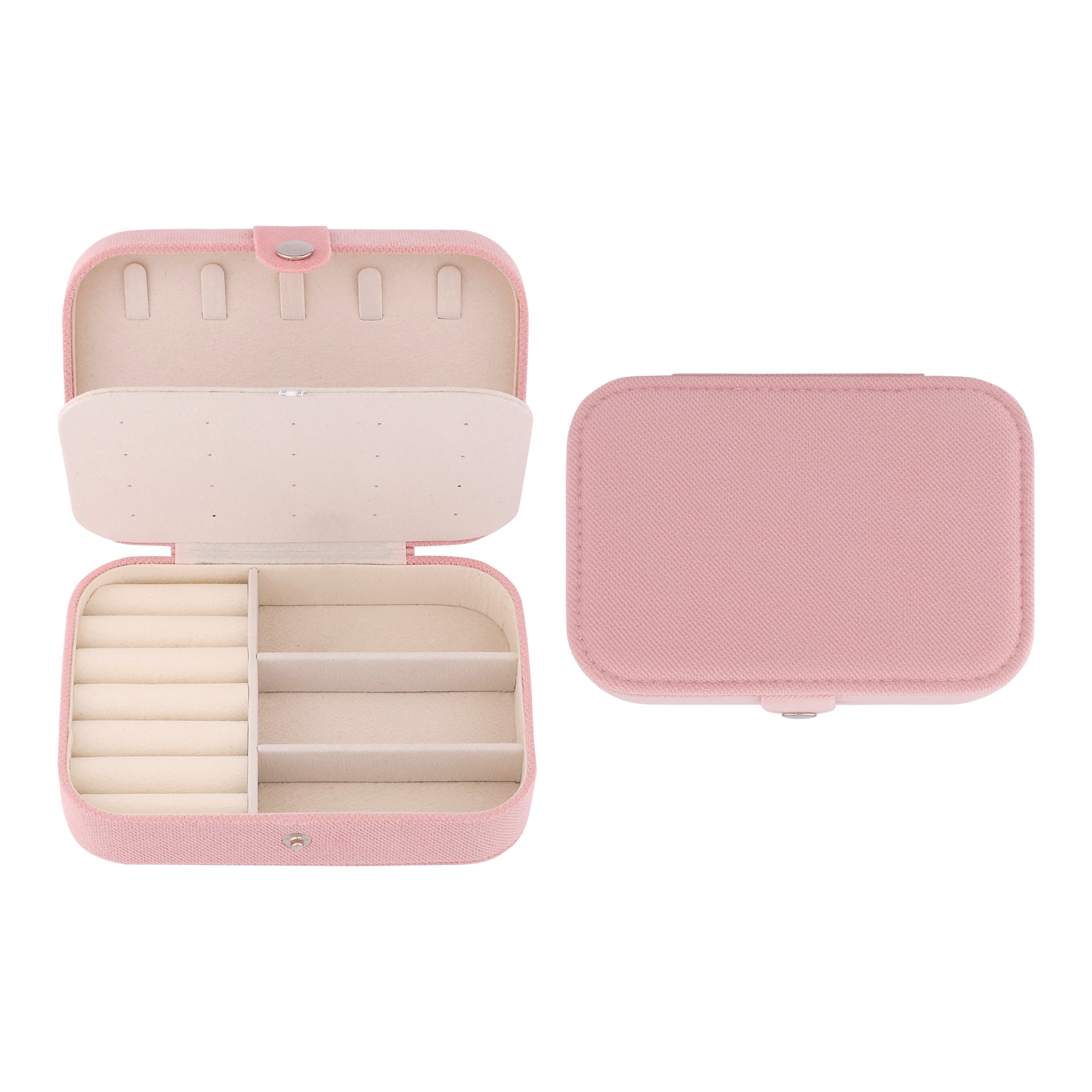 Unique Bargains Travel Compact Jewelry Box for Women Pink