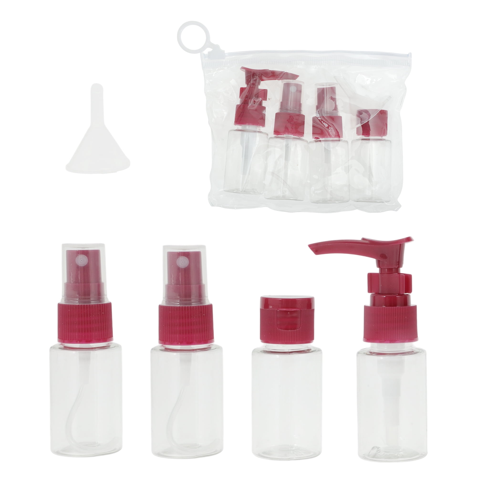 Unique Bargains Travel Container Set 5 PCS Rose Red