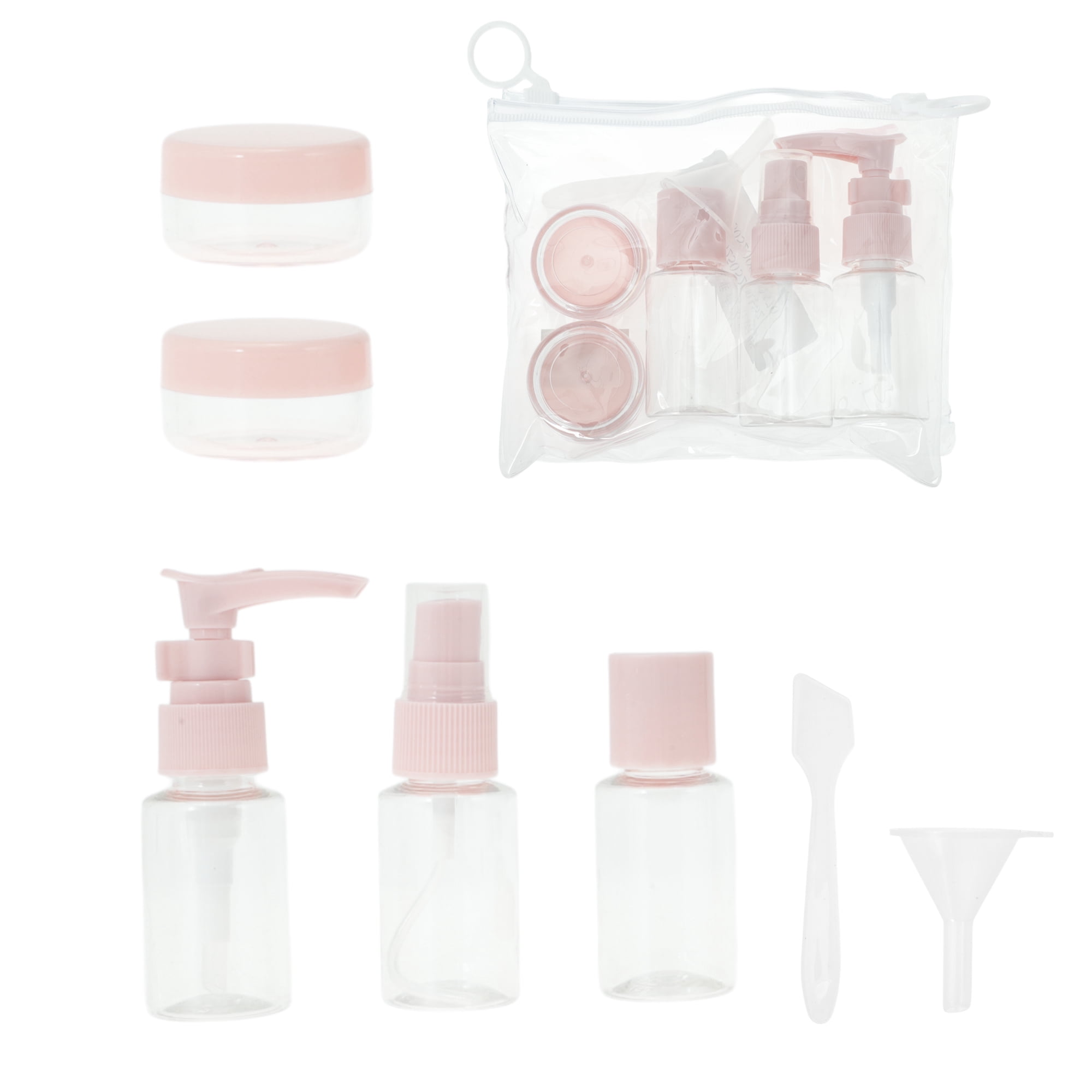 Unique Bargains Travel Container Set 7 Pc Light Pink