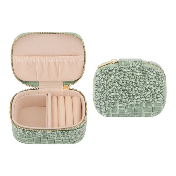 Unique Bargains Travel Jewelry Box Organizer Case Green