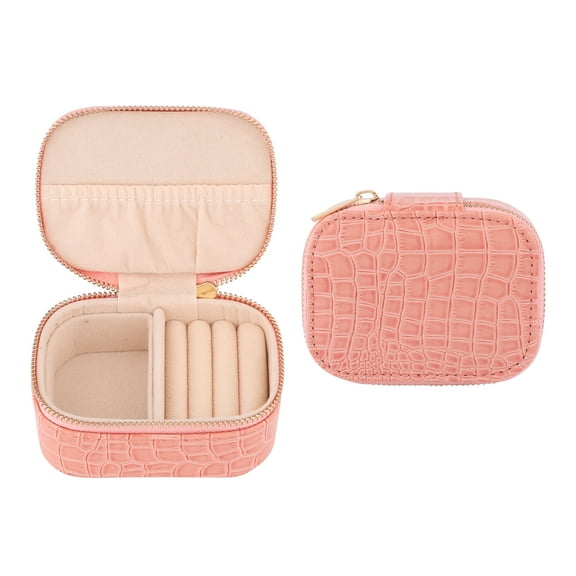 Unique Bargains Travel Jewelry Box Organizer Case Pink