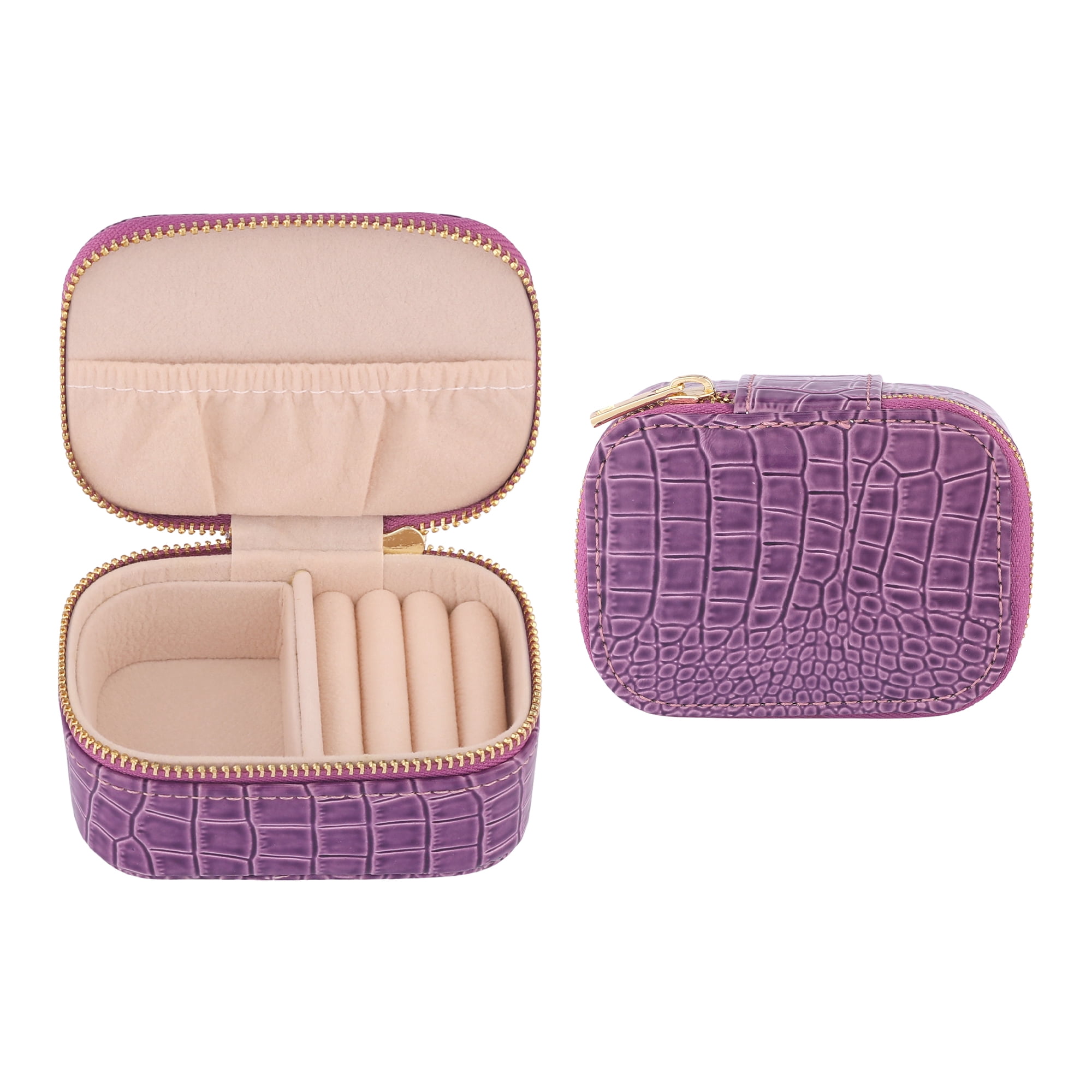 Unique Bargains Travel Jewelry Box Organizer Case Purple