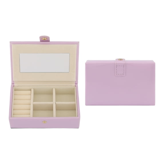 Unique Bargains Travel Jewelry Box Portable Organizer Case with Mirror Purple
