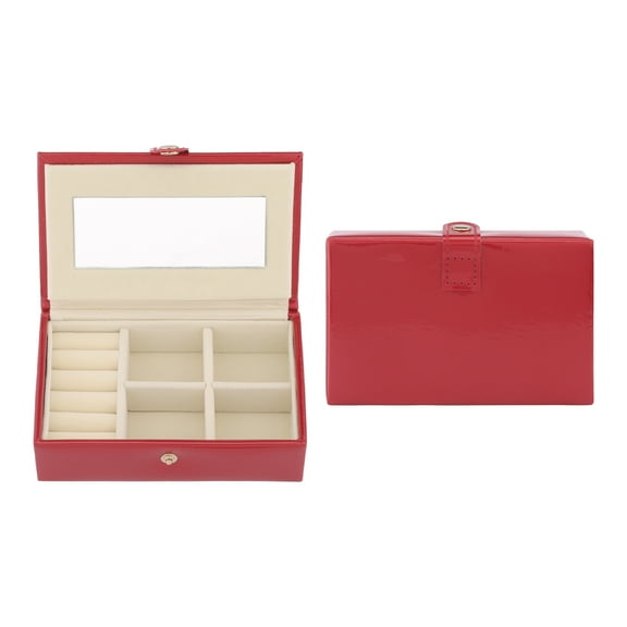 Unique Bargains Travel Jewelry Box Portable Organizer Case with Mirror Red