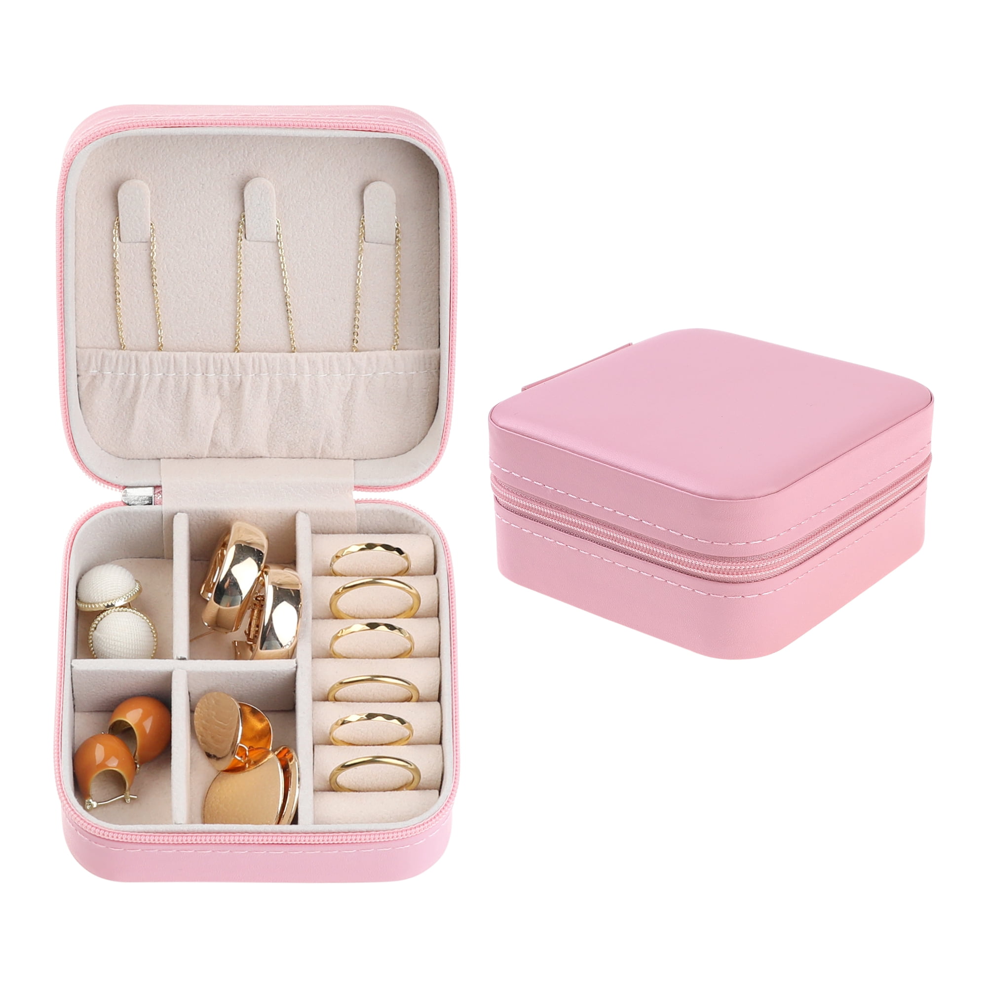 Travel Jewelry Box for Women Birthday Gifts Small Portable Organizer Case Pink