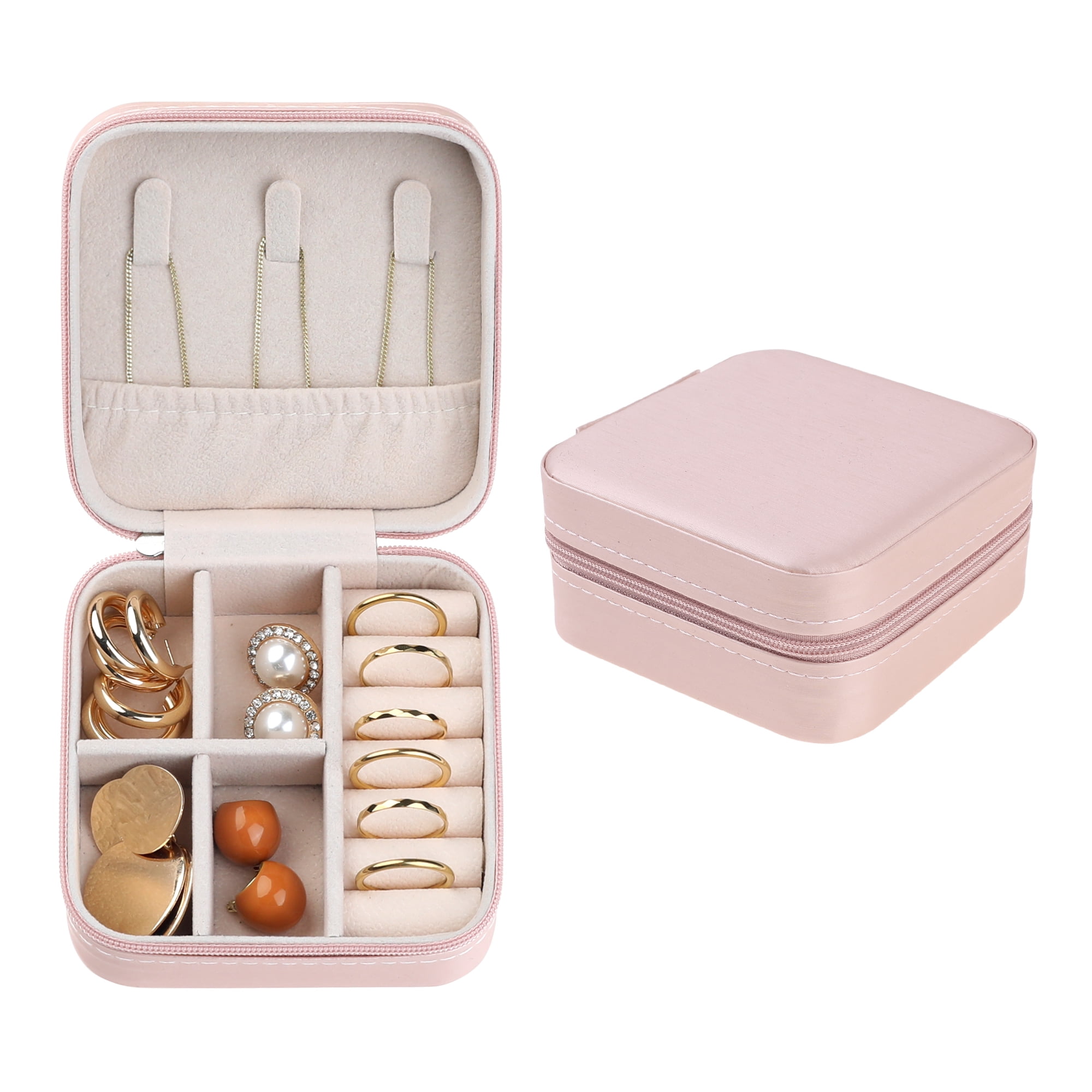 Travel Jewelry Box for Women Birthday Gifts Small Portable Organizer Case Sakura Pink