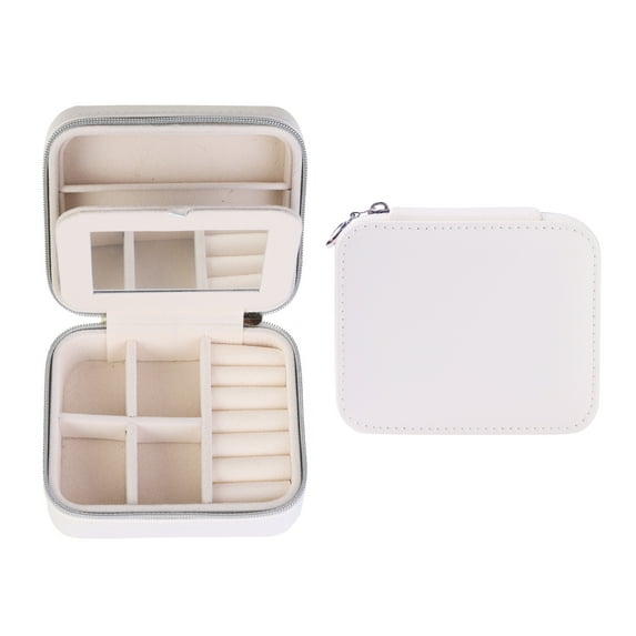 Unique Bargains Travel Jewelry Box Small Portable PU Leather Jewelry Organizer Case White