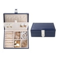 thumbnail image 1 of Unique Bargains Travel Jewelry Box Small Portable PU Leather Jewelry Organizer Storage Navy Blue, 1 of 7