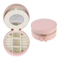 Unique Bargains Travel Jewelry Box with Mirror Portable Jewelry Organizer for Women Pink