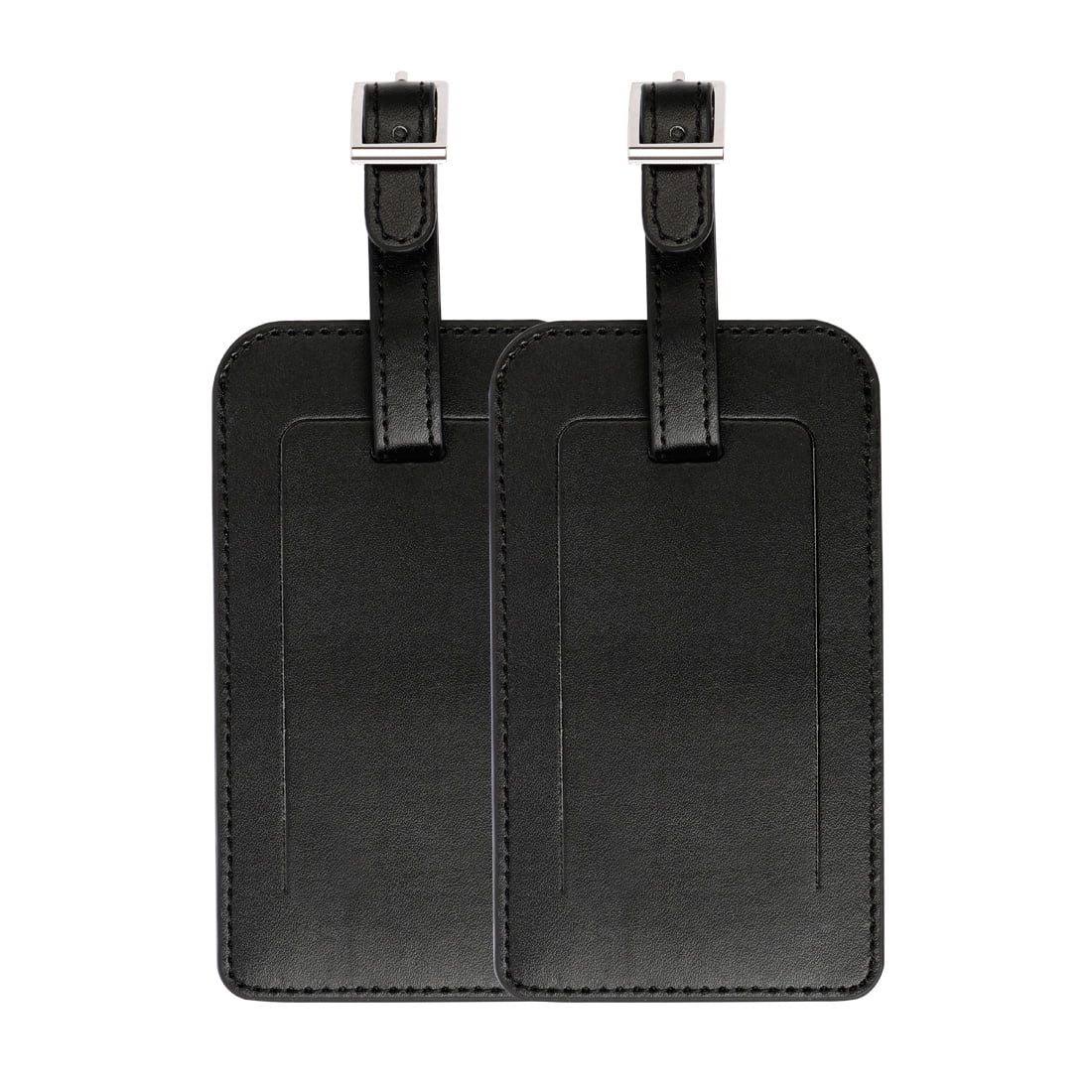 Unique Bargains Travel Luggage Tag PU Leather Suitcase Name Address ID Label Black 2pcs