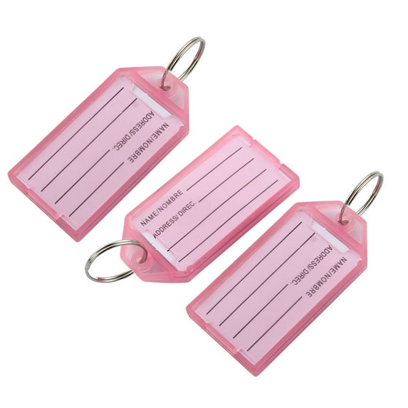 Unique Bargains Travel Outdoor Suitcase Luggage Tag Baggage Label Keyring Plastic Pink 3pcs