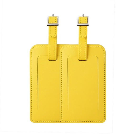 Unique Bargains Travel PU Leather Cruise Suitcase Luggage Tags Holders Name Address ID Label Yellow 2pcs