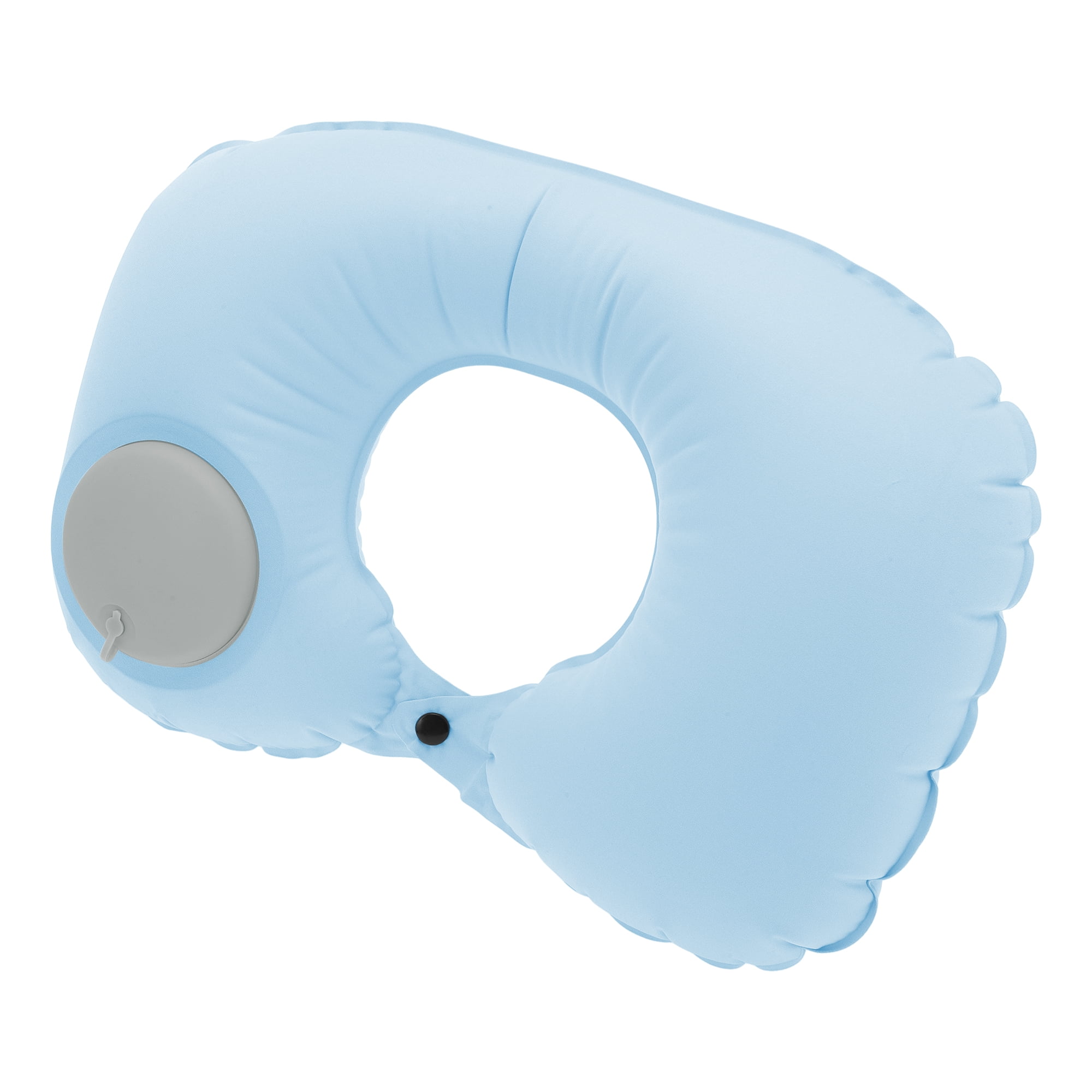 Unique Bargains Travel Pillow Press to Inflate Neck Pillow Blue 15.75"x11.02"