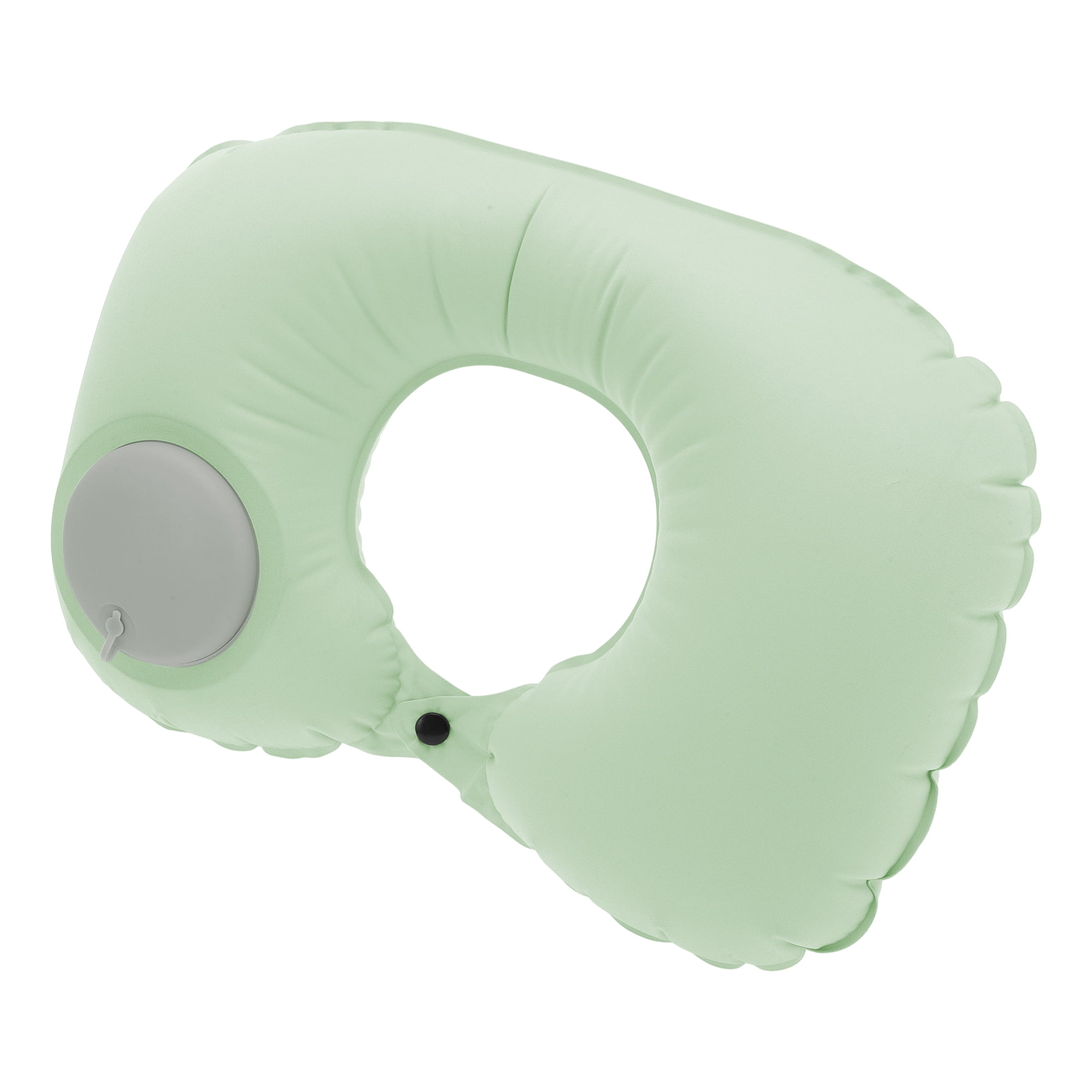 Unique Bargains Travel Pillow Press to Inflate Neck Pillow Light Green 15.75"x11.02"