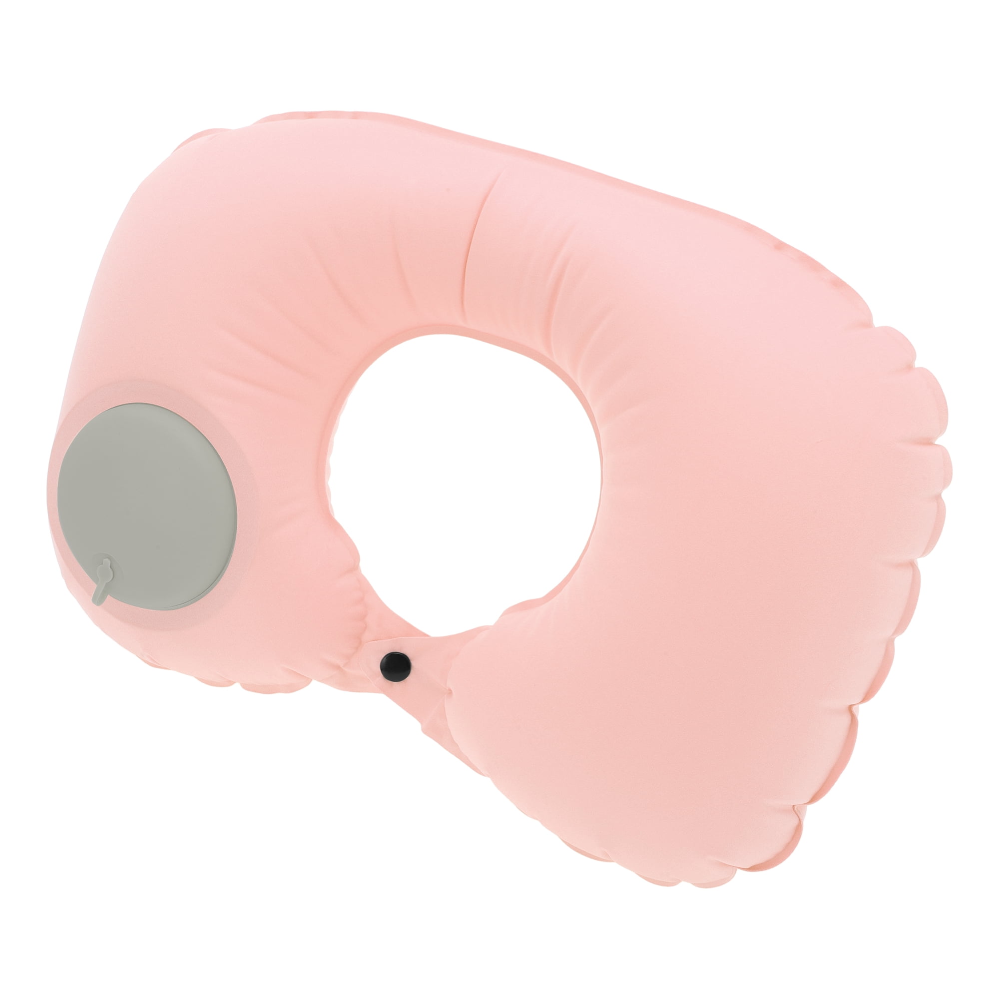 Unique Bargains Travel Pillow Press to Inflate Neck Pillow Light Pink 15.75"x11.02"