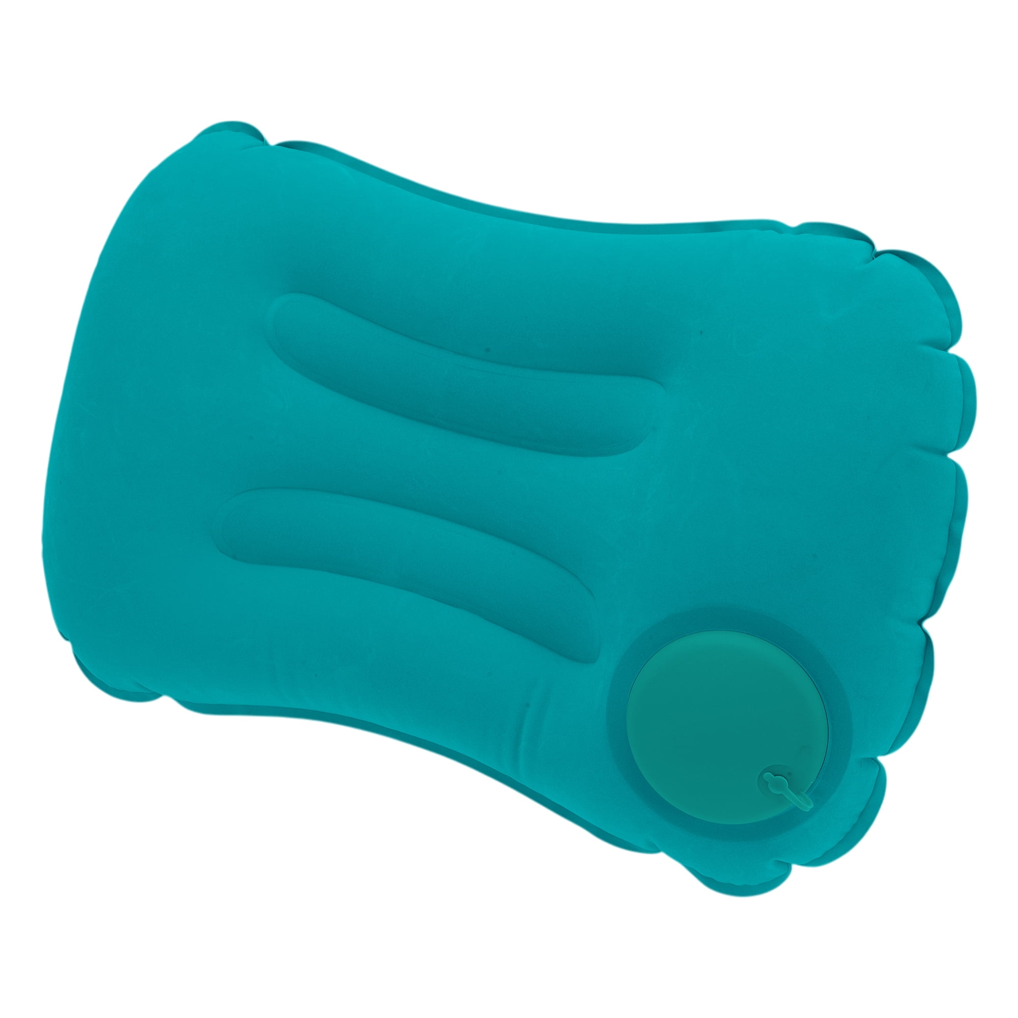 Unique Bargains Travel Pillow Press to Inflate Neck Pillow Peacock Green 19.29"x12.6"