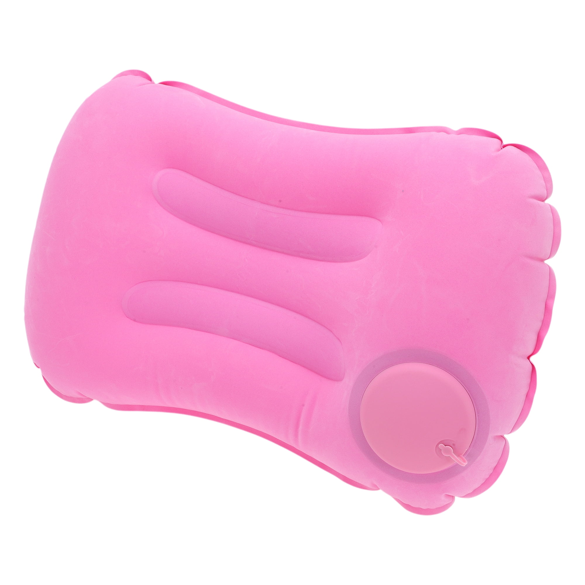 Unique Bargains Travel Pillow Press to Inflate Neck Pillow Pink 19.29"x12.6"