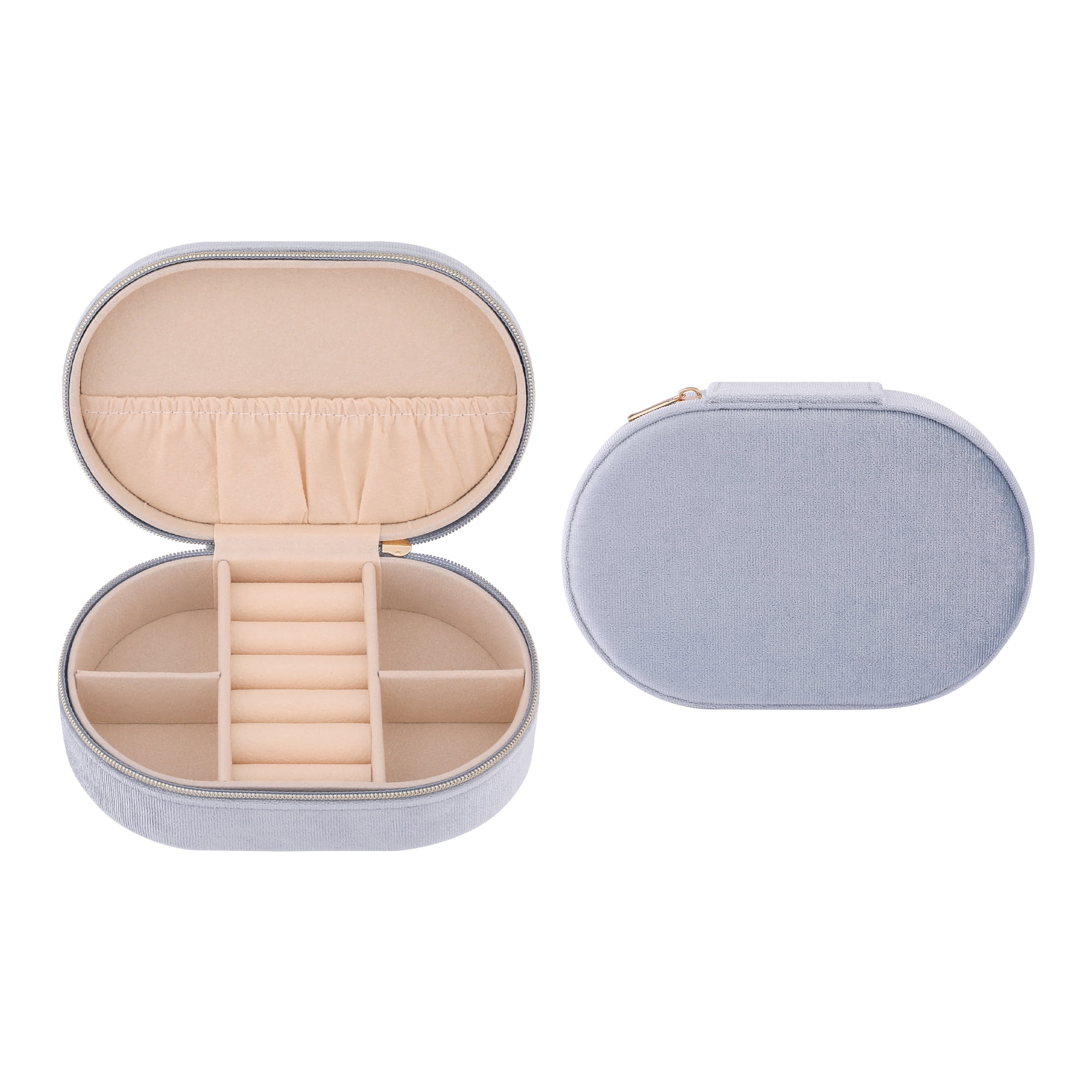 Unique Bargains Travel Portable Jewelry Box Organizer for Women Girls Gifts Light Blue