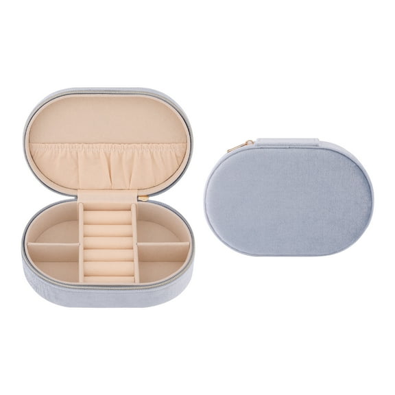 Unique Bargains Travel Portable Jewelry Box Organizer for Women Girls Gifts Light Blue