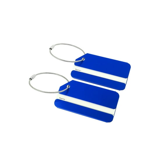 Unique Bargains Travel Suitcase Luggage Tags Bag Labels Aluminum Blue 2/7 Pack