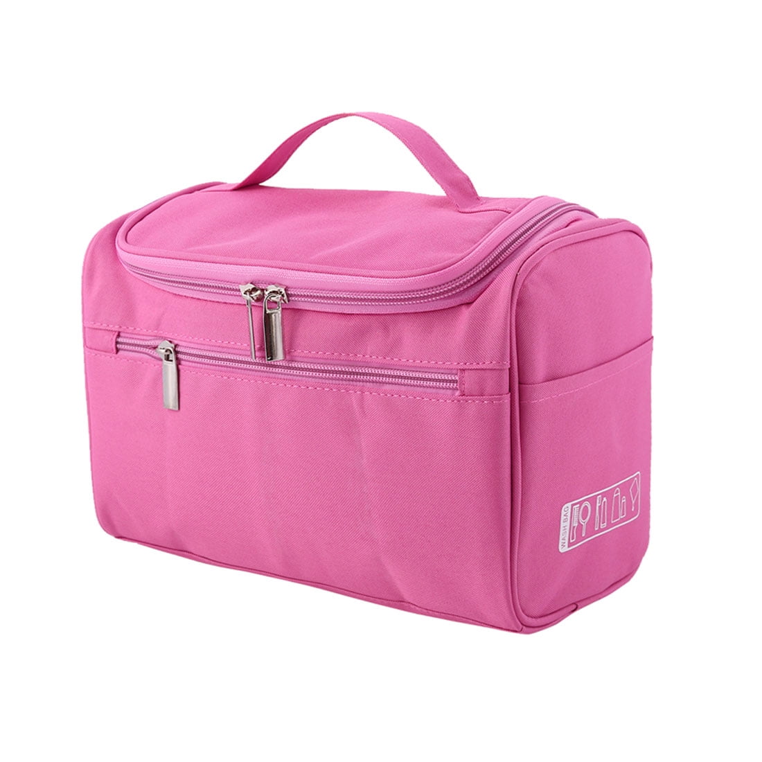 Unique Bargains Travel Toiletry Bag Wash Cosmetic Organizer with Hanging Hook Pink
