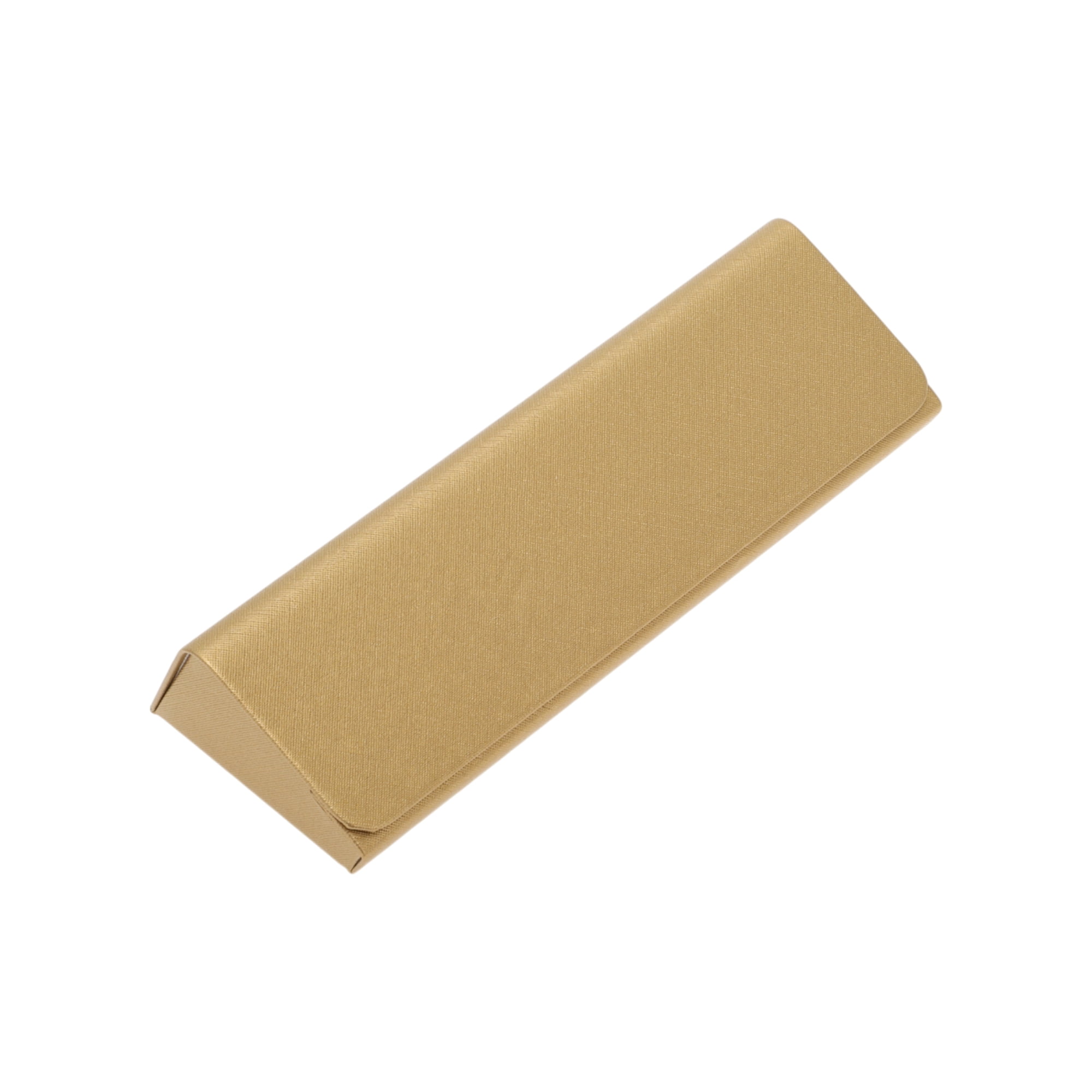 Unique Bargains Triangle Foldable Eyeglasses Case 6.38"x2.4"x1.26"(L*W*H) Gold Tone
