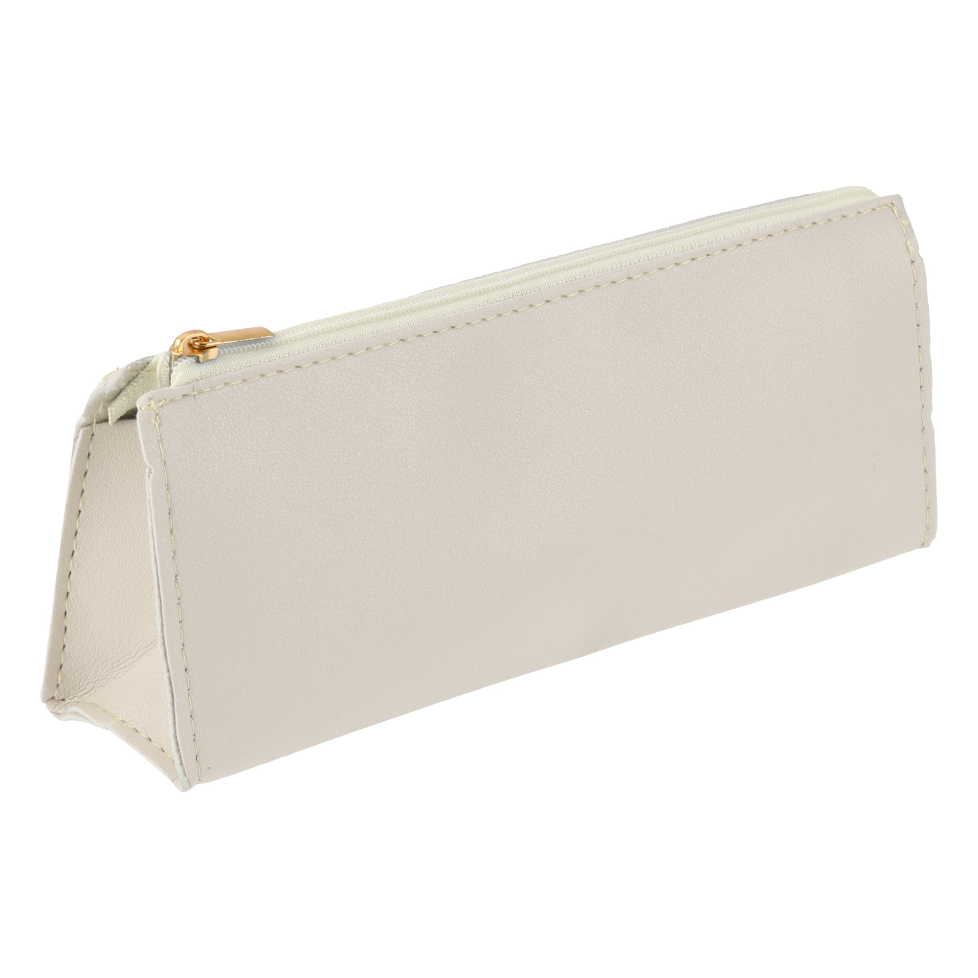 Unique Bargains Triangle Pencil Pouch Portable Stationery Bag Beige