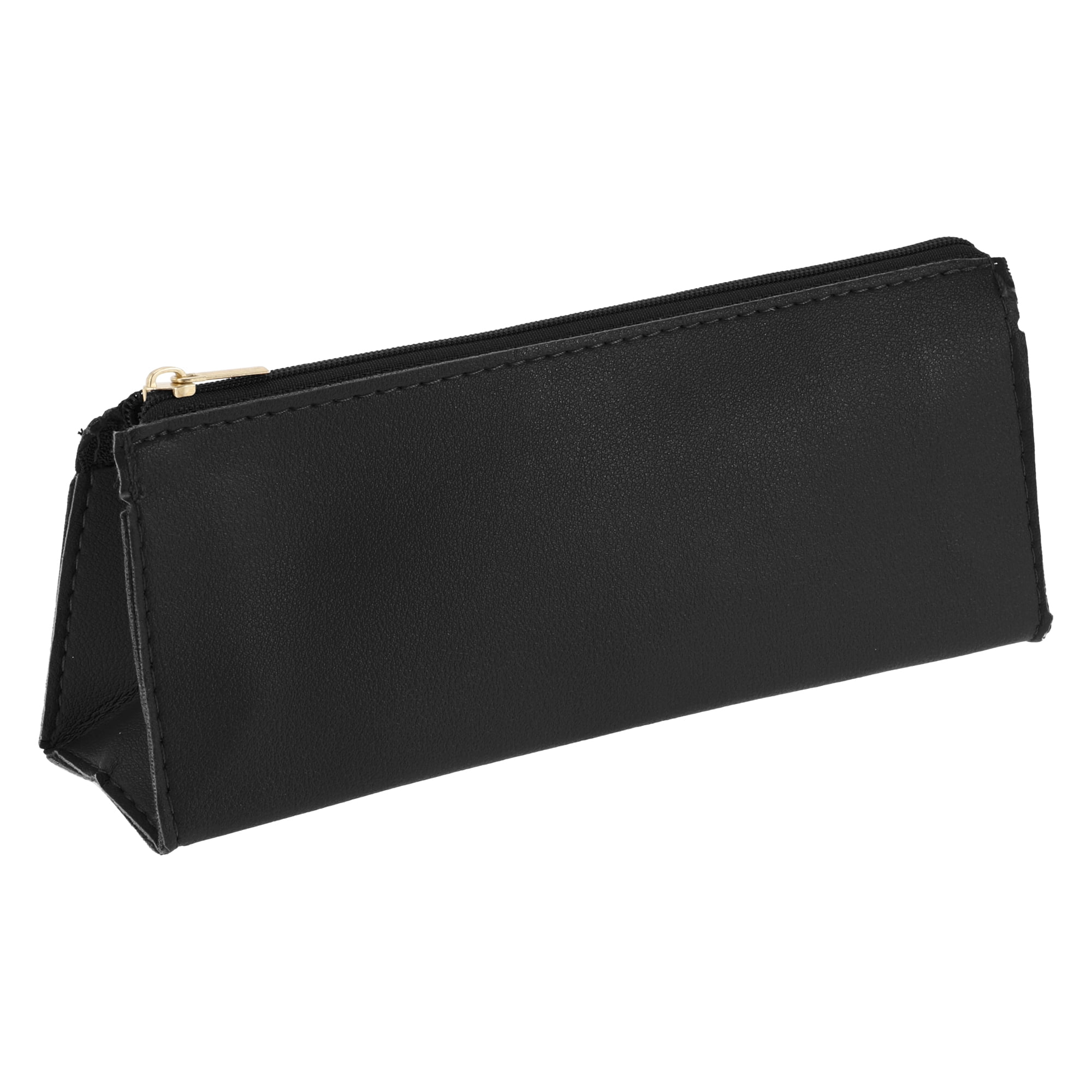 Unique Bargains Triangle Pencil Pouch Portable Stationery Bag Black