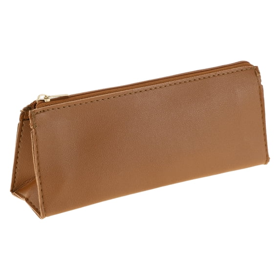 Unique Bargains Triangle Pencil Pouch Portable Stationery Bag Brown