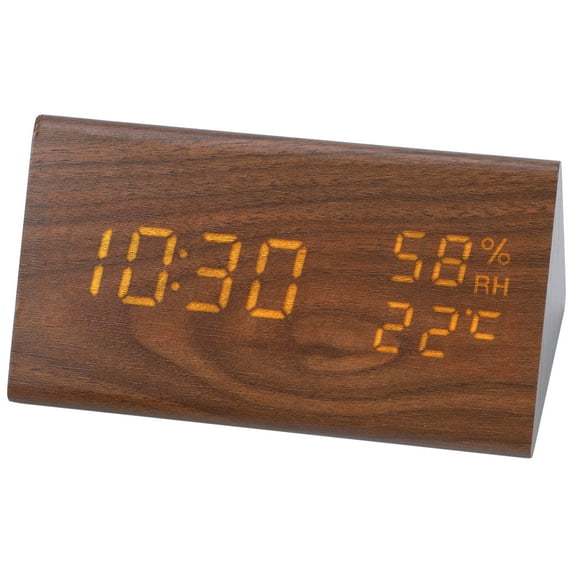 Unique Bargains Triangular Electric Alarm Clock Brown 5.9"L x 3.1"W x 3.1"H