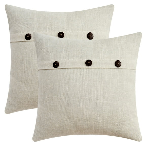 Unique Bargains Triple Button Decorative Pillowcases Beige 18" x 18"