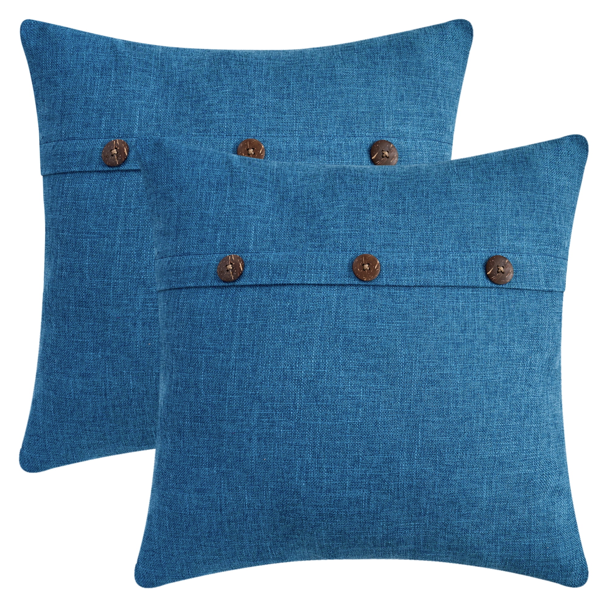 Unique Bargains Triple Button Decorative Pillowcases Blue 18" x 18"