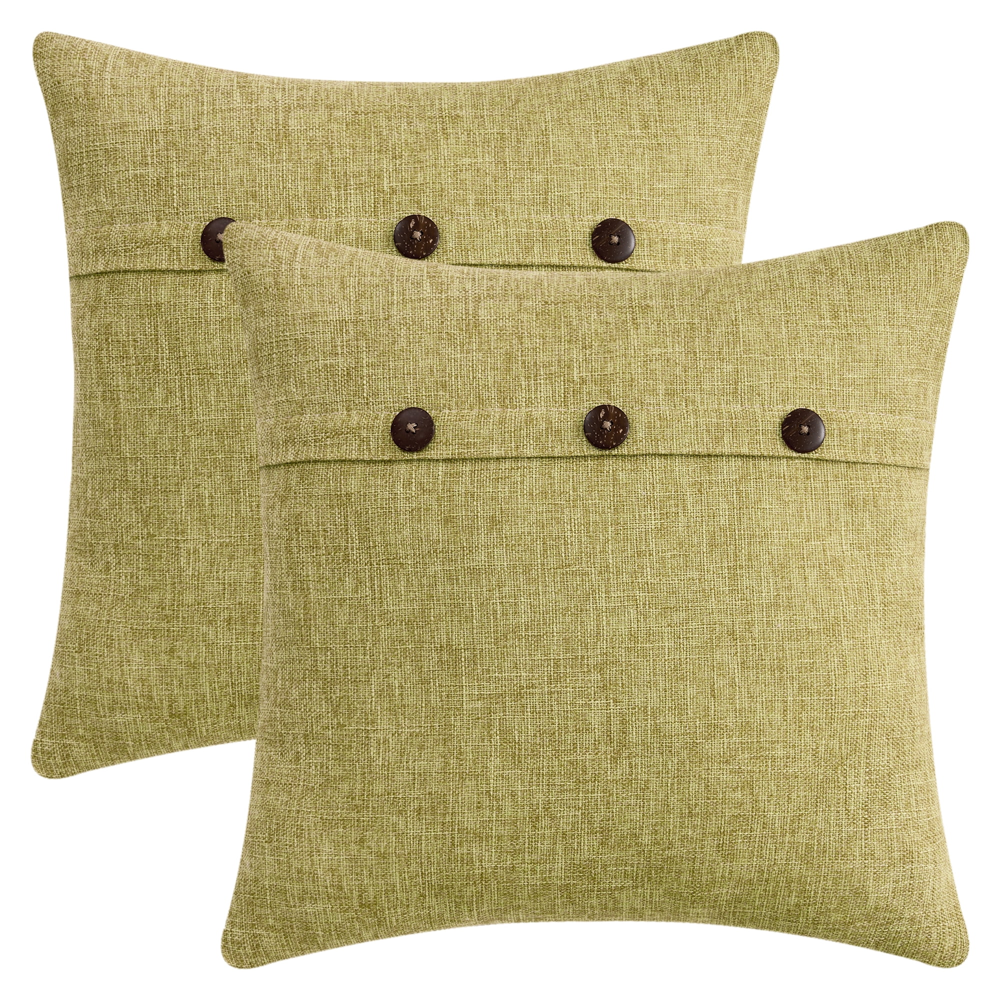 Unique Bargains Triple Button Decorative Pillowcases Green 18" x 18"