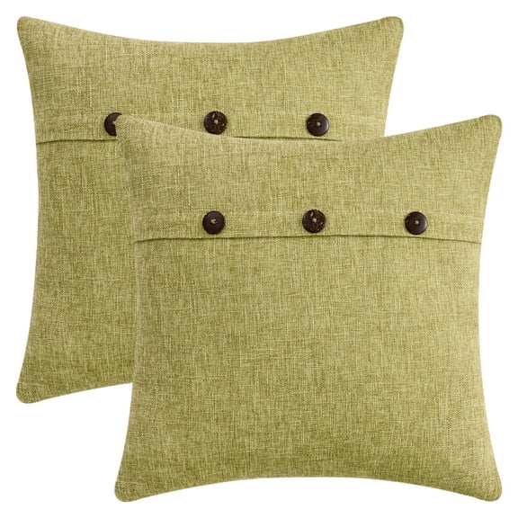 Unique Bargains Triple Button Decorative Pillowcases Green 18" x 18"