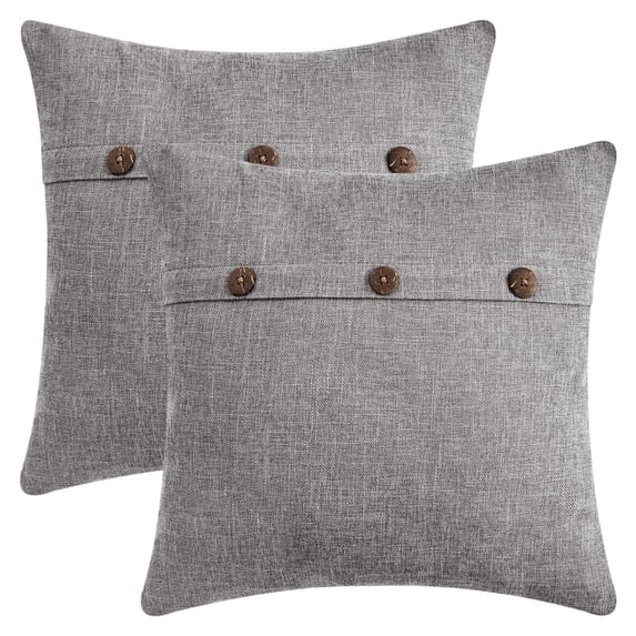 Unique Bargains Triple Button Decorative Pillowcases Grey 18" x 18"