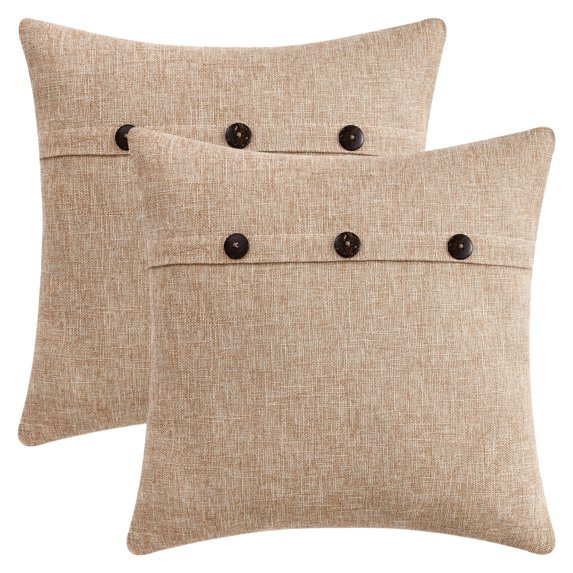 Unique Bargains Triple Button Decorative Pillowcases Khaki 18" x 18"