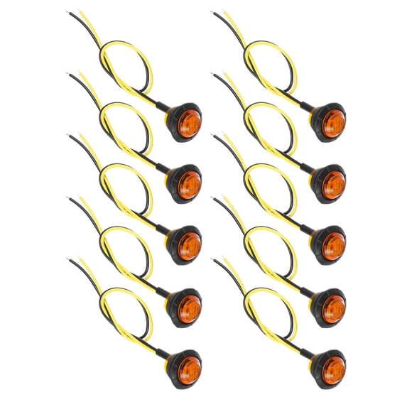 Unique Bargains Truck LED Trailer Lights 24V Plastic Round Waterproof Marker Lights Yellow 10 Pcs