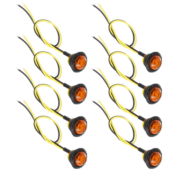 Unique Bargains Truck LED Trailer Lights 24V Plastic Round Waterproof Marker Lights Yellow 8 Pcs
