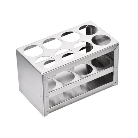 Unique Bargains Tube Rack Stainless Steel Test Tube Holder Rack 8 Hole 6.02" x 3.35" x 3.35" Silver